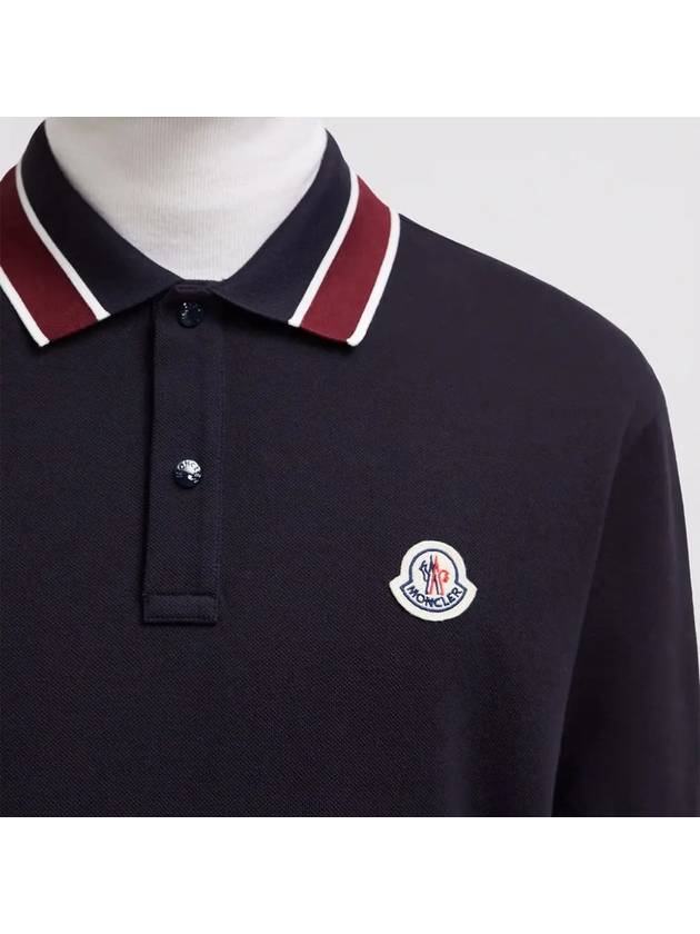 Logo Patch Polo Shirt Dark Blue - MONCLER - BALAAN 6