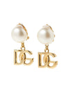 logo charm pearl earrings gold - DOLCE&GABBANA - BALAAN.