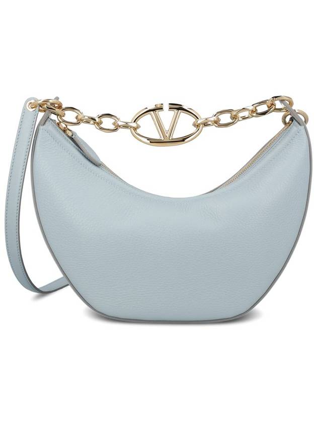 V Logo Zip-Up Medium Tote Bag Light Blue - VALENTINO - BALAAN 2