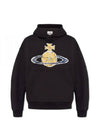 Embroidered Logo Cotton Hoodie Black - VIVIENNE WESTWOOD - BALAAN 2