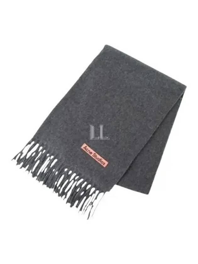 Logo Fringe Cashmere Muffler Melange Grey - ACNE STUDIOS - BALAAN 2