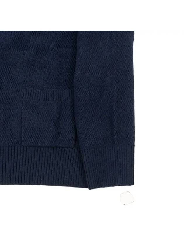 Brushed Effect Virgin Wool Cardigan Navy - THOM BROWNE - BALAAN 6