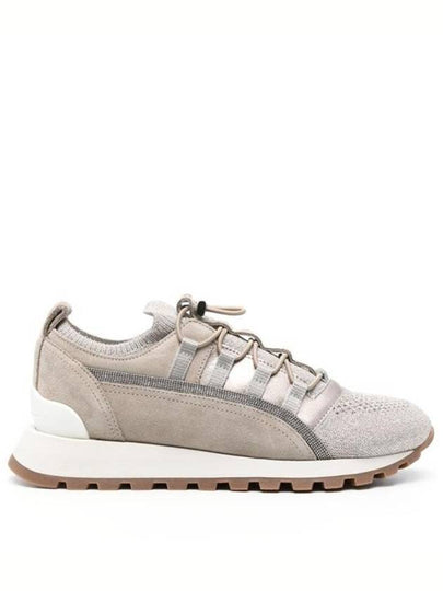 Monili Detail Low Top Sneakers Beige Lurex - BRUNELLO CUCINELLI - BALAAN 2