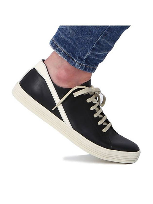 Men's Geothrasher Leather Low Top Sneakers Black - RICK OWENS - BALAAN 1