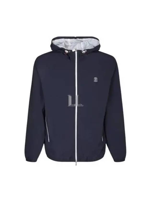 Embroidered Logo Zip-up Hoodie Navy - BRUNELLO CUCINELLI - BALAAN 2