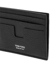 Silver Logo Classic T-Line Grain Leather Card Wallet Black - TOM FORD - BALAAN 4