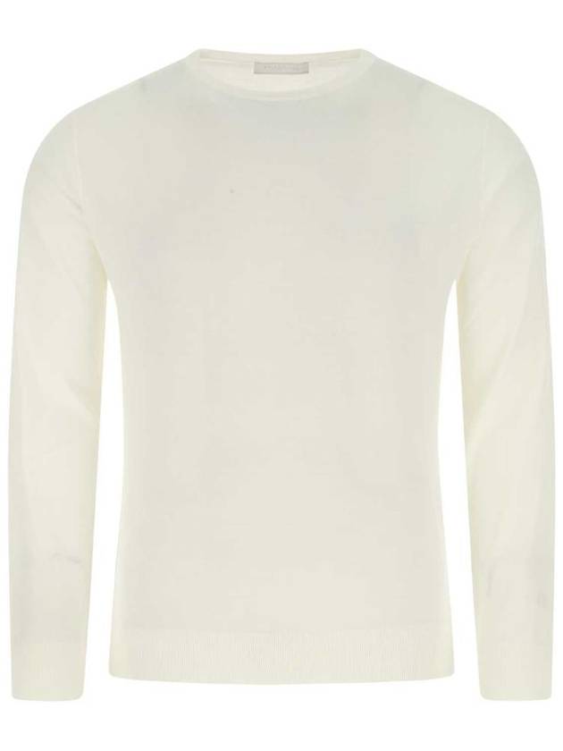 Men's Superfine Wool Crew Neck Knitted Sweater White - PRADA - BALAAN 2