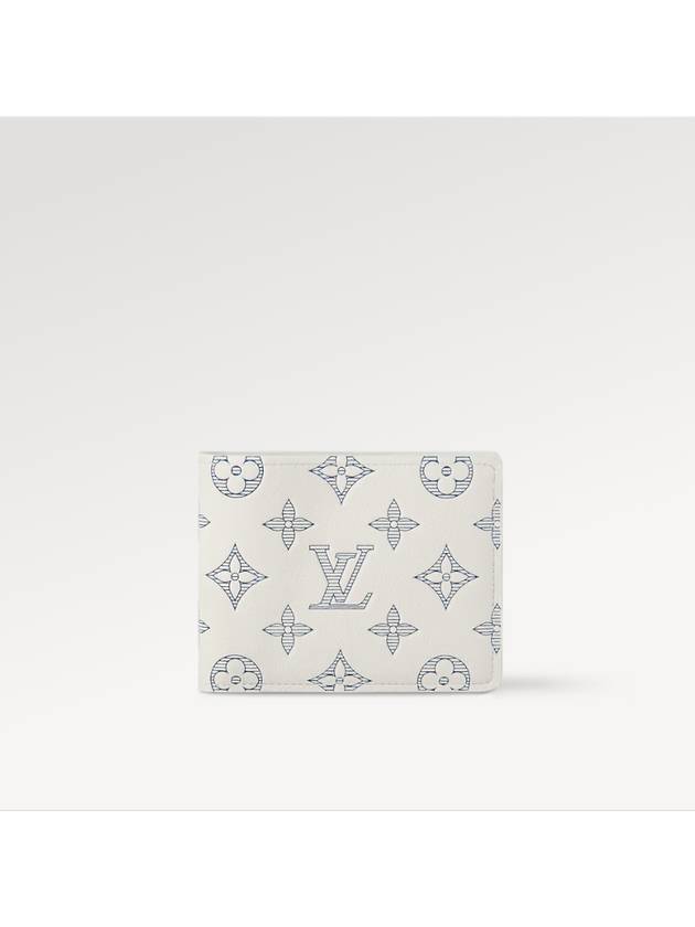 Multiple Monogram Shadow Calfskin Leather Wallet White - LOUIS VUITTON - BALAAN 2