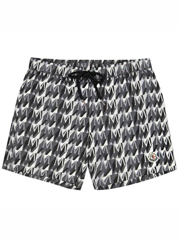 Monogram Print Swim Shorts Black White - MONCLER - BALAAN 2