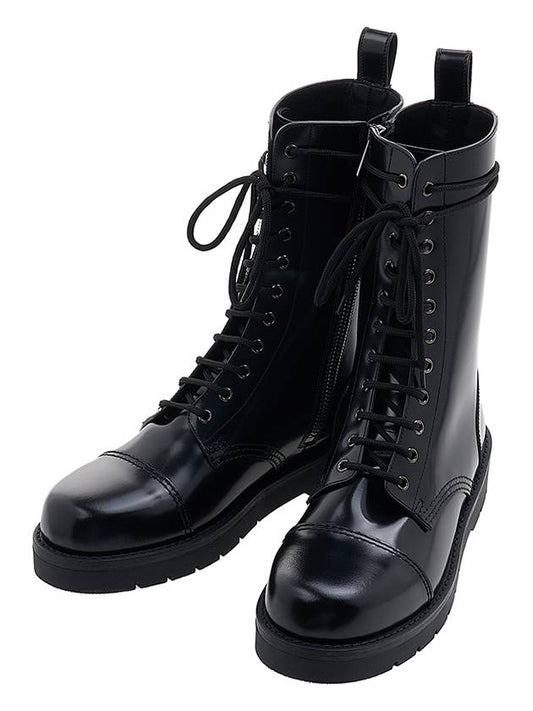 Camden Camden Brushed Leather Worker Boots Black - VALENTINO - BALAAN.