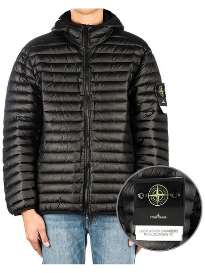 Room Woven Chamber Recycled Nylon Down Padding Hooded Jacket Black - STONE ISLAND - BALAAN 2