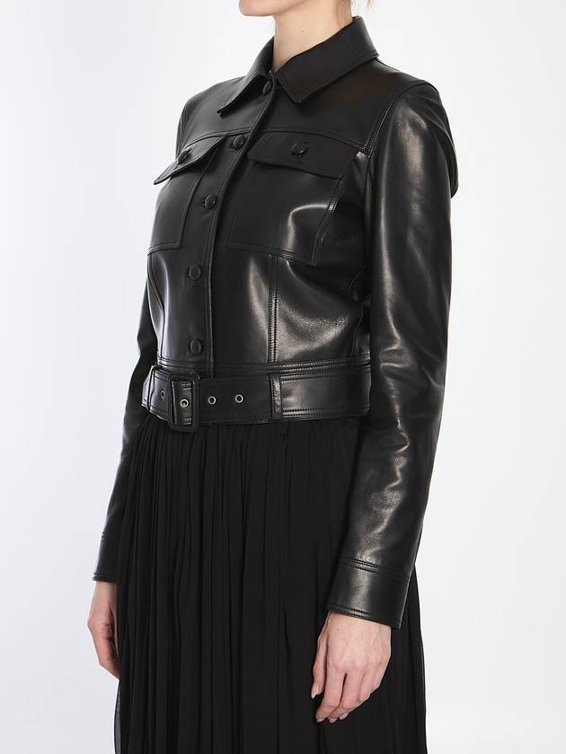 Leather Cropped Jacket - SAINT LAURENT - BALAAN 2