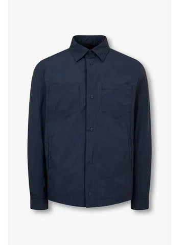 Men s Snap Button Nylon Shirt Jacket Navy - HERNO - BALAAN 1