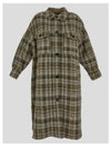 Fontizi Long Check Wool Single Coat Khaki Ecru - ISABEL MARANT - BALAAN 2