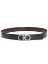 Double Gancini Reversible Leather Belt Black Auburn - SALVATORE FERRAGAMO - BALAAN 4