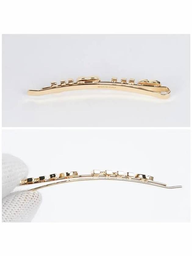 Enamel Metal Hair Clip Gold White - MIU MIU - BALAAN 4