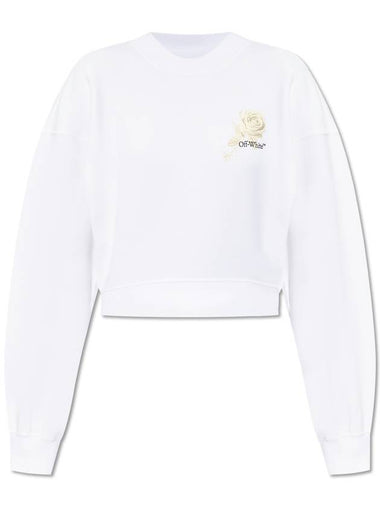 Off-White Cropped Sweatshirt With Print, Women's, White - OFF WHITE - BALAAN 1