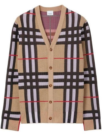 Check Technical Cotton Blend Cardigan Archive Beige - BURBERRY - BALAAN 1