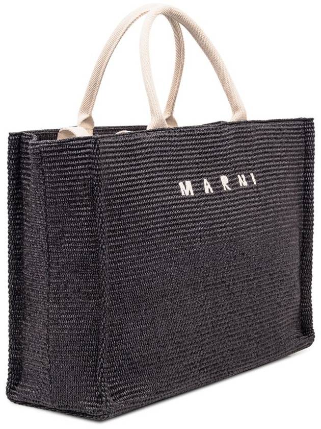 Raffia East West Tote Bag Black - MARNI - BALAAN 4