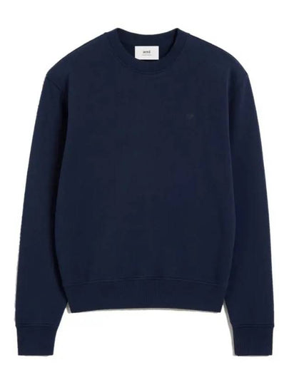 Embroidered Heart Logo Sweatshirt Navy - AMI - BALAAN 2