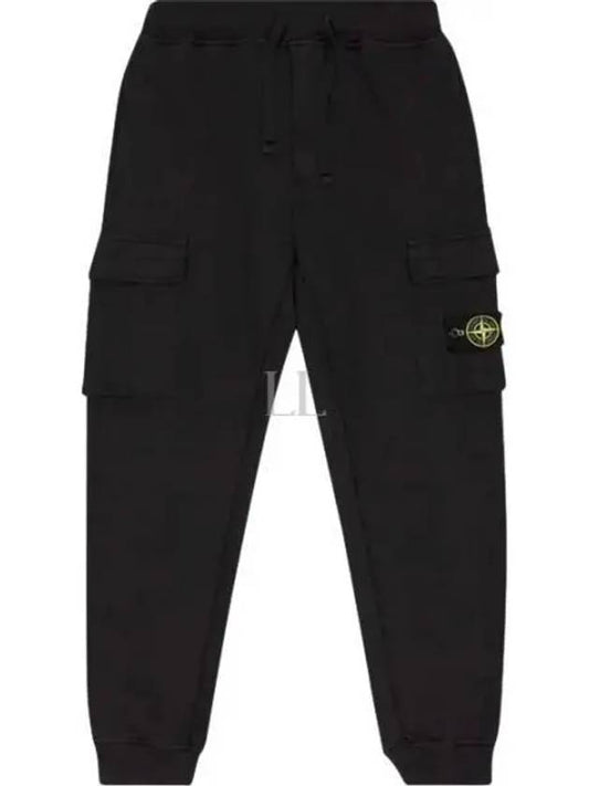 Cotton Wappen Patch Track Pants Black - STONE ISLAND - BALAAN 2