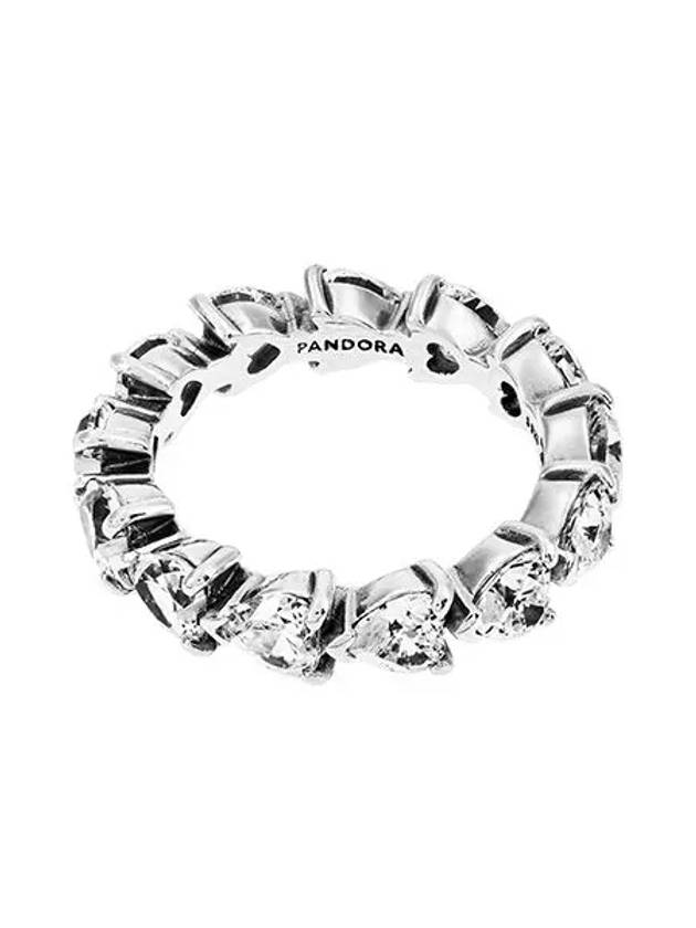 Row Of Hearts Eternity Ring Silver - PANDORA - BALAAN 2