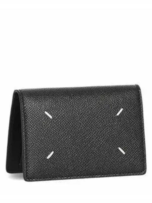 Stitched Bi-Fold Leather Card Wallet Black - MAISON MARGIELA - BALAAN 2