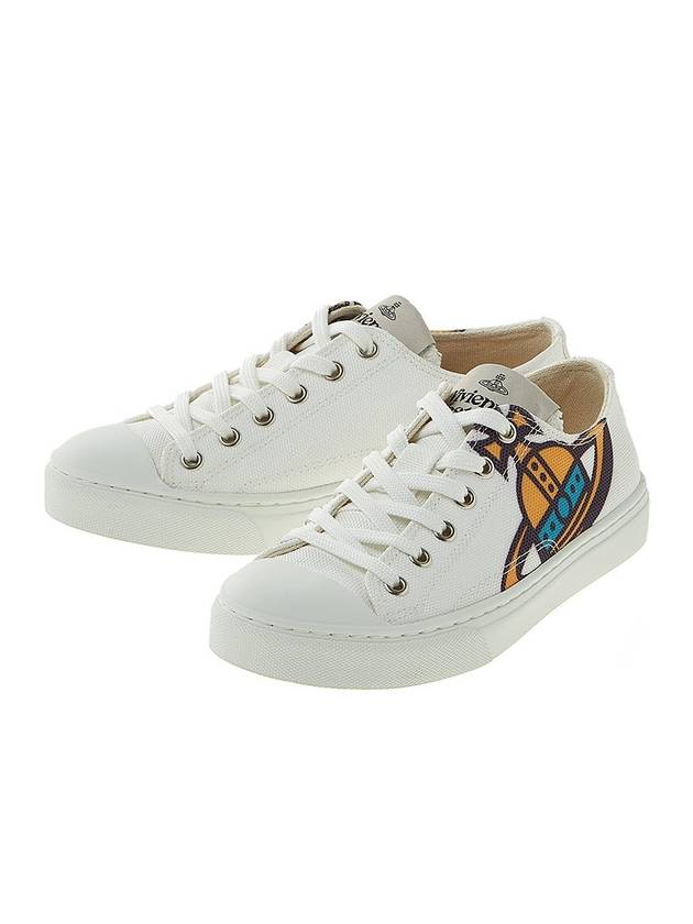 Plimsoll Logo Print Cotton Low Top Sneakers White - VIVIENNE WESTWOOD - BALAAN 1