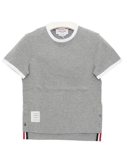 Asymmetric Hem Short Sleeve T-Shirt Grey - THOM BROWNE - BALAAN 2