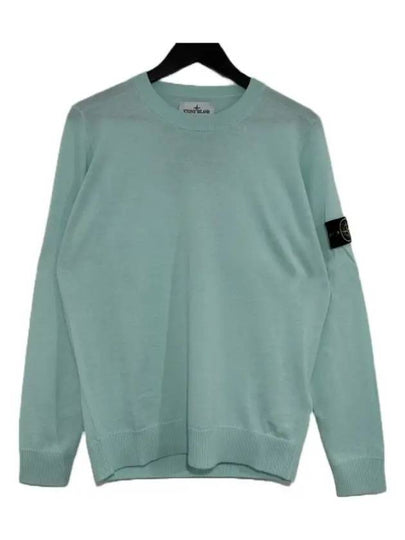 Logo Patch Round Neck Knit Top Aqua - STONE ISLAND - BALAAN 2