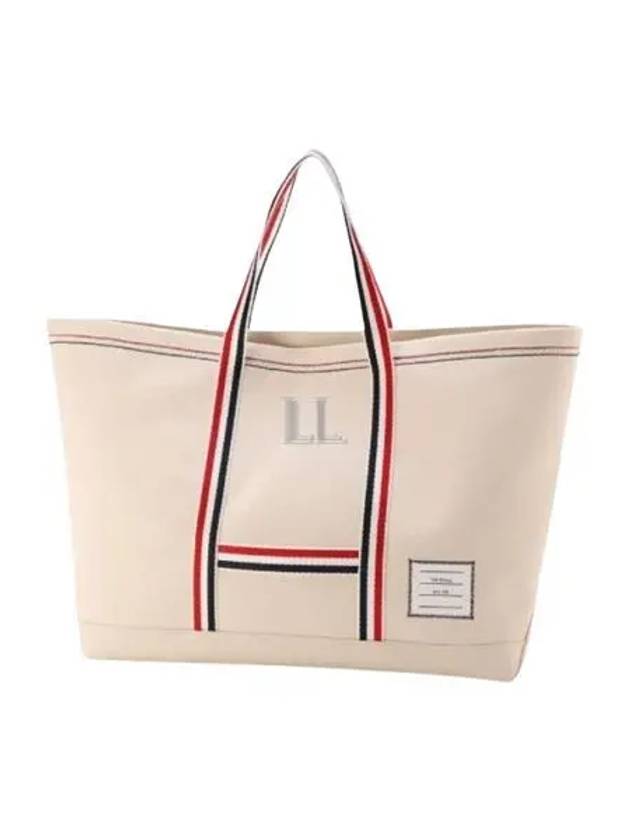 Double Face Cotton Canvas Tote Bag Off White - THOM BROWNE - BALAAN 2