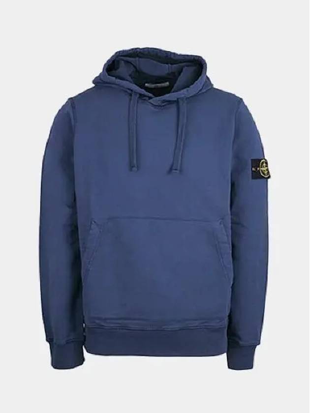 Wappen Patch Garment Dyed Hoodie Blue - STONE ISLAND - BALAAN 2