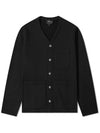 Logo Embroidery Napping Cotton Cardigan Black - A.P.C. - BALAAN 3