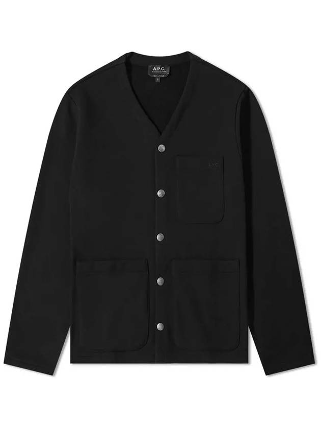 Logo Embroidery Napping Cotton Cardigan Black - A.P.C. - BALAAN 3