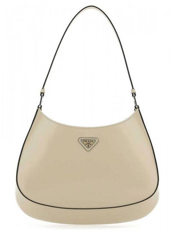 Triangular Logo Cleo Brushed Leather Shoulder Bag Black Desert - PRADA - BALAAN 1