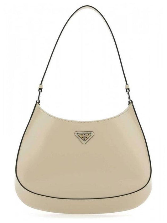Triangular Logo Cleo Brushed Leather Shoulder Bag Desert N - PRADA - BALAAN.