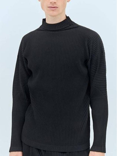 Pleated High-Neck Long-Sleeved T-Shirt Navy - ISSEY MIYAKE - BALAAN 2