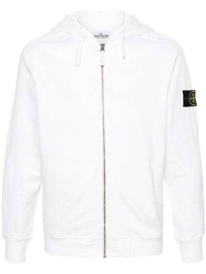 Men's Garment Dyed Malfile Zip Up Hoodie White - STONE ISLAND - BALAAN 2