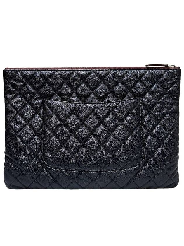 Women s A82552 Cavier Skin Classic COCO Logo Large Clutch - CHANEL - BALAAN 3