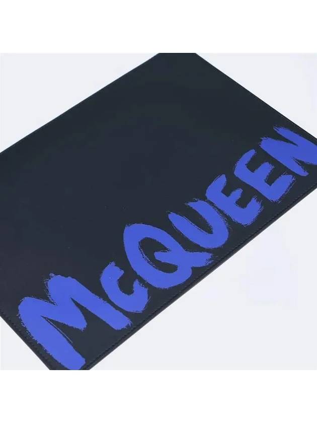 Graffiti Leather Clutch Bag Black - ALEXANDER MCQUEEN - BALAAN 4