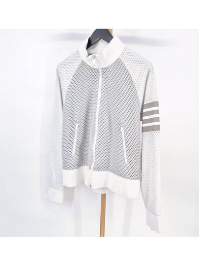 Diagonal armband mesh windbreaker jacket white size 2 - THOM BROWNE - BALAAN 2