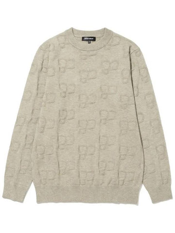 Men s Viscose Logo Lettering Jacquard Knit BEIGE - 20THHOLE - BALAAN 1