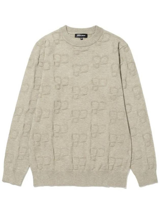 Men s Viscose Logo Lettering Jacquard Knit BEIGE - 20THHOLE - BALAAN 1