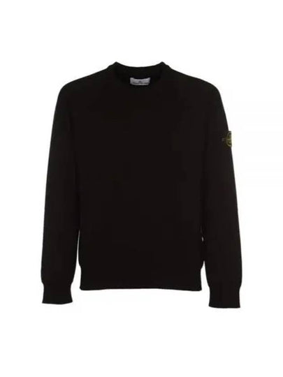 Men's Wappen Patch Crew Neck Knit Top Black - STONE ISLAND - BALAAN 2