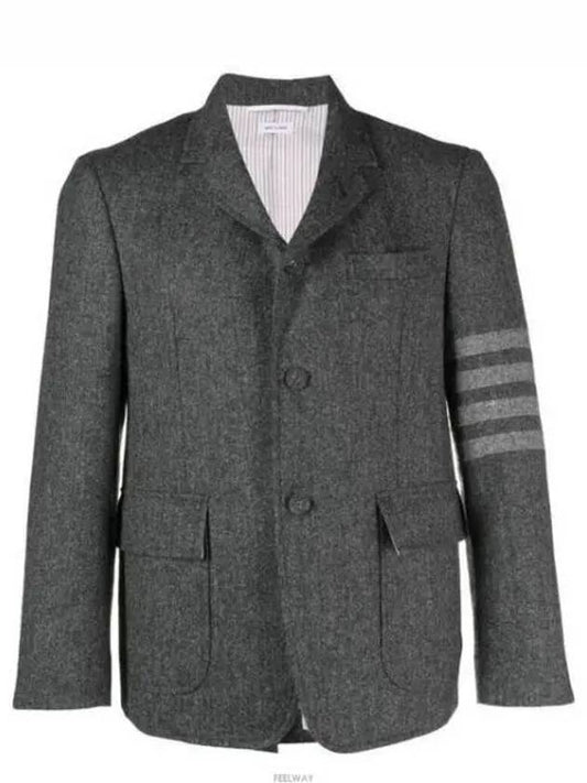 Donegal Tweed 4 Bar Single Breasted Blazer Jacket Grey - THOM BROWNE - BALAAN 2