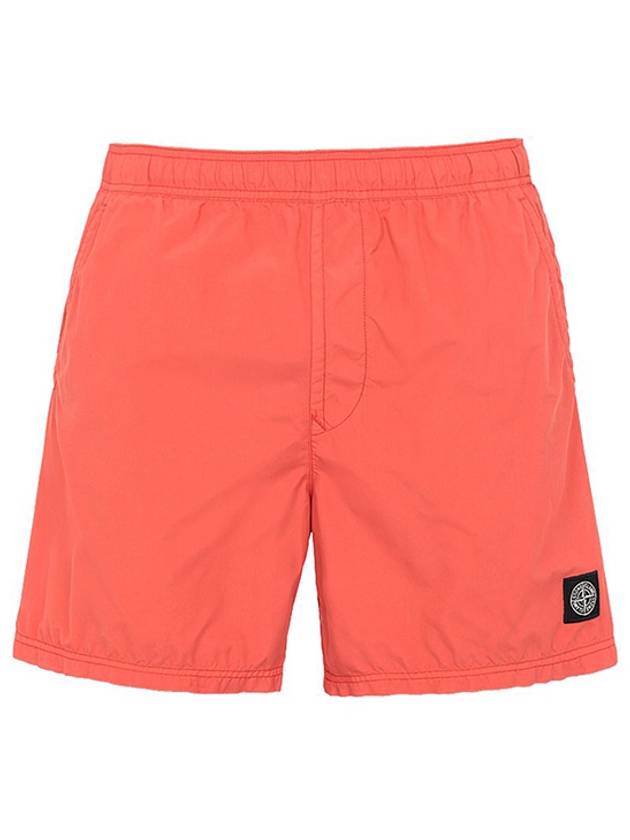 Logo Patch Brushed Nylon Swim Shorts Orange - STONE ISLAND - BALAAN 2