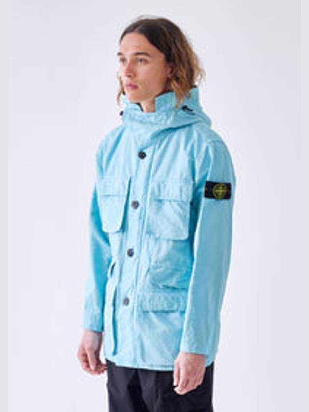 Men's Logo Patch Pocket Detail Jacket Aqua - STONE ISLAND - BALAAN 3