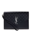 Cassandre Stud Clutch Bag Black - SAINT LAURENT - BALAAN 1