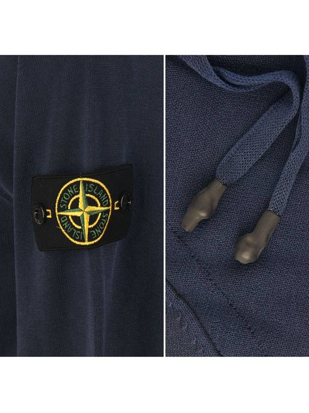 Men's Wappen Patch Cotton Zip Up Hoodie Navy - STONE ISLAND - BALAAN 5