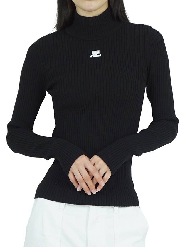 Mockneck Rib Knit Top Black - COURREGES - BALAAN 2